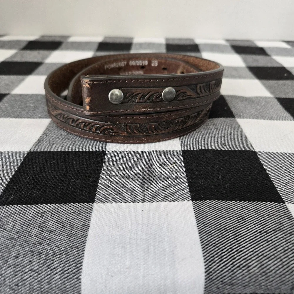 NOCONA ‎ Child / Teen Boy Girl Tooled Leather Belt NO BUCKLE Fits 26